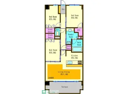 プレミスト溝の口(3LDK/1階)の間取り写真