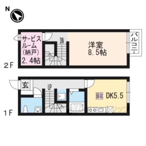 エスポワール西出(1DK/2階)の間取り写真