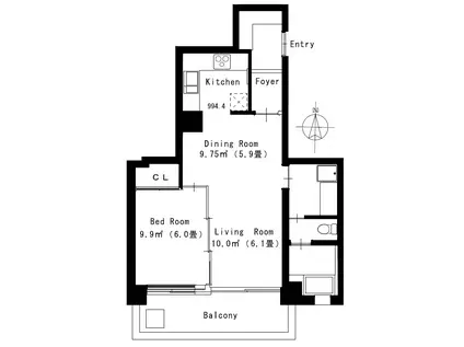 東京メトロ丸ノ内線 四谷三丁目駅 5階建3階(1LDK/4階)の間取り写真