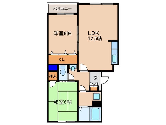 ヴァンベール平井(2LDK/3階)の間取り写真