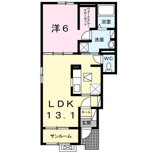ラ・ルーチェ(1LDK/1階)の間取り写真