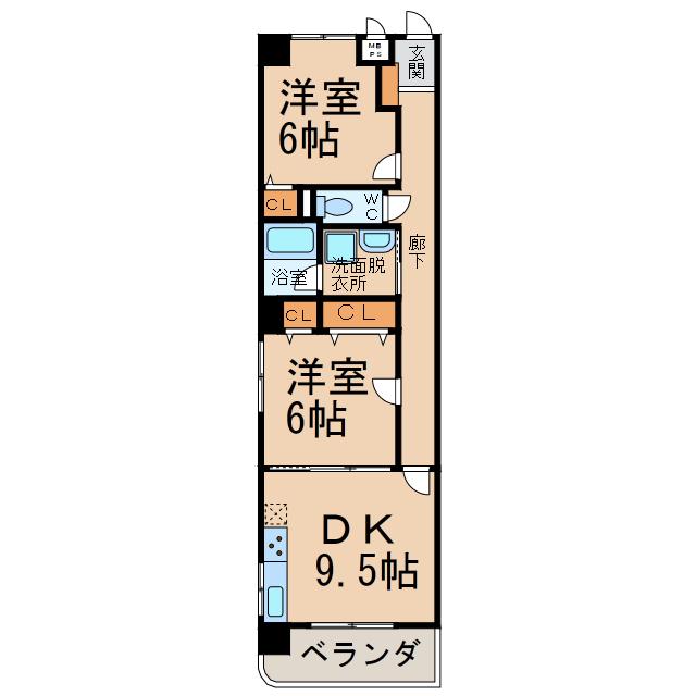 ステージM(2LDK/4階)の間取り写真