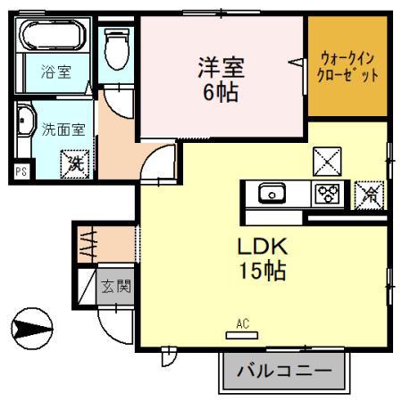 ウエストゥランタン A棟(1LDK/1階)の間取り写真