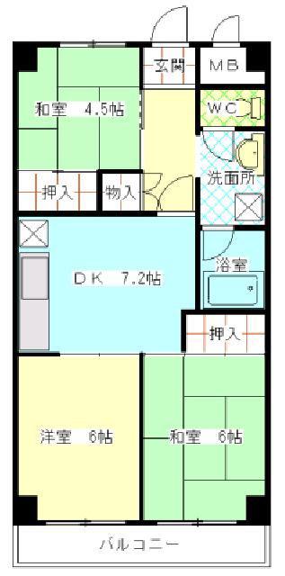 アミカル高橋(3DK/7階)の間取り写真