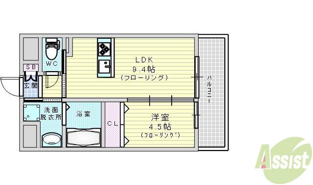 第25関根マンション(1LDK/9階)の間取り写真