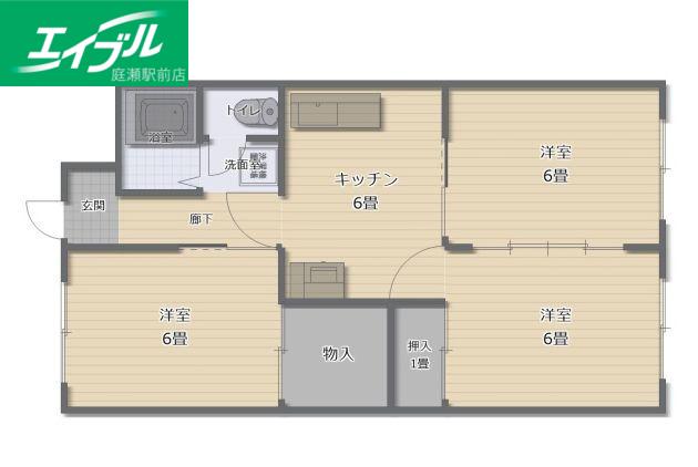 片山マンション(3DK/1階)の間取り写真