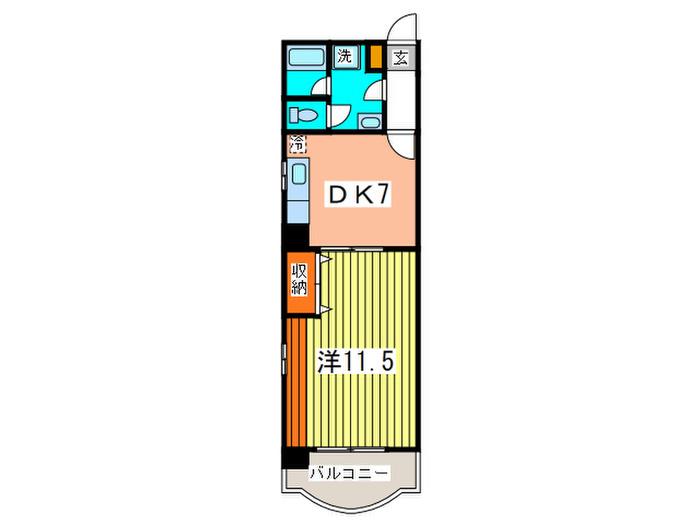 カラット中川(1DK/3階)の間取り写真