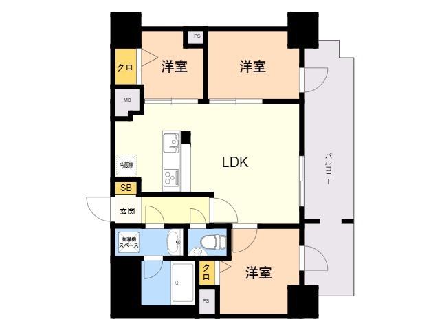 MODERN PALAZZO天神南Ⅱ(3LDK/12階)の間取り写真