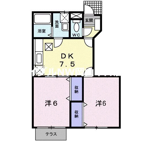 リヴィエールプレッソK A(2DK/1階)の間取り写真