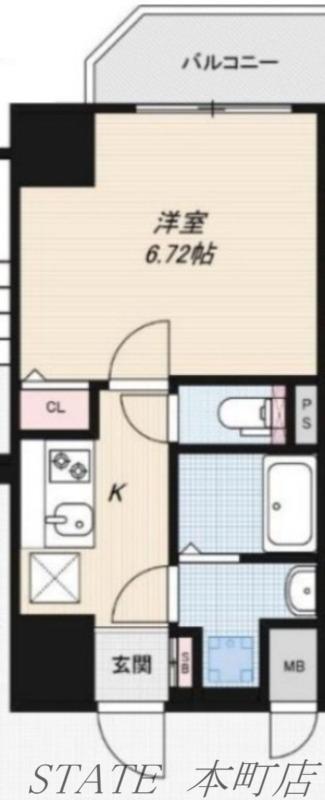 ALZA西本町(1K/11階)の間取り写真