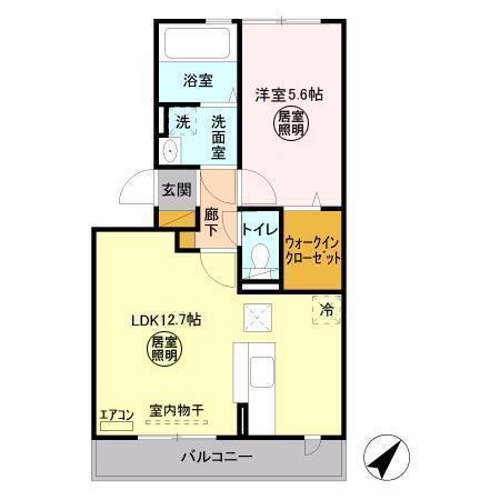 ベルハウスII(1LDK/1階)の間取り写真