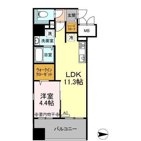TRIO MARE 蔵前(1LDK/8階)の間取り写真