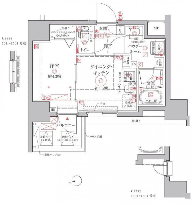 クレイシアIDZ上野(1DK/5階)の間取り写真
