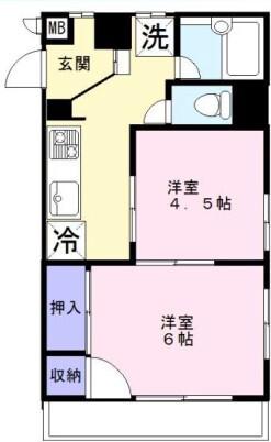 JLBグランエクリュ住吉(2K/4階)の間取り写真