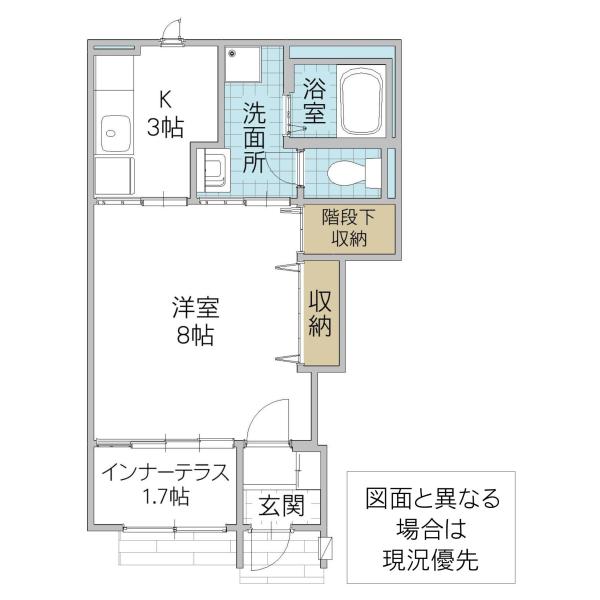 DREAM ONE守谷 A(1K/1階)の間取り写真