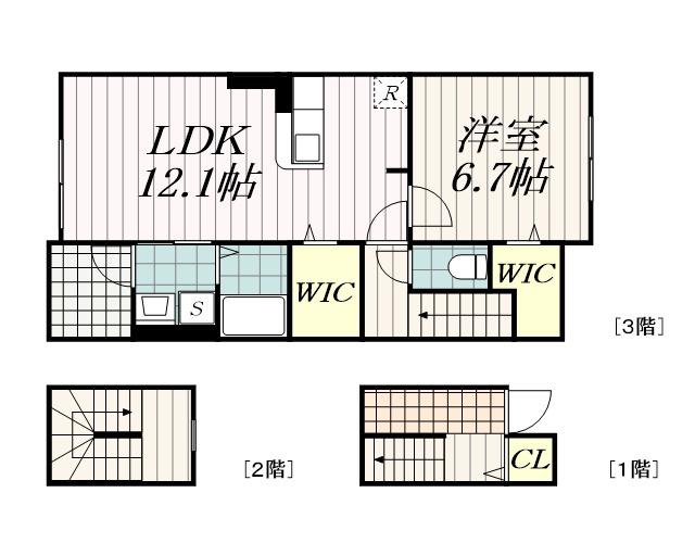 マーヴェラス末広 Ⅲ(1LDK/3階)の間取り写真