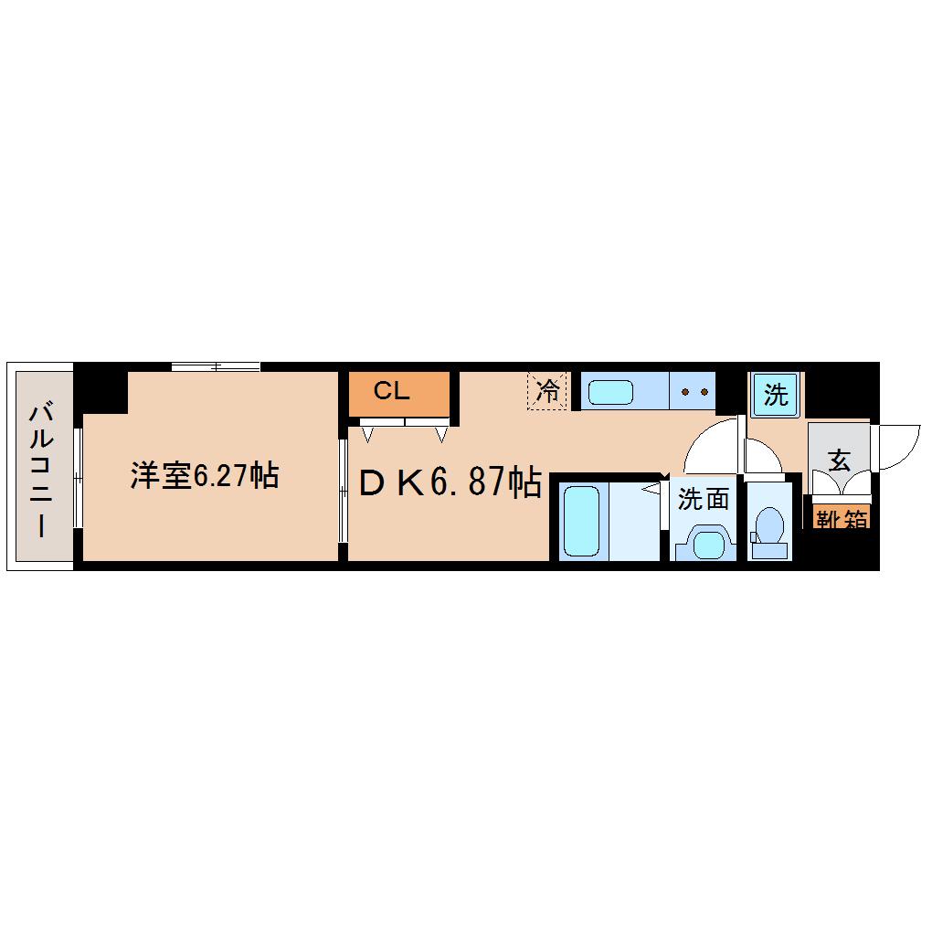 CITY連坊VII(1DK/3階)の間取り写真