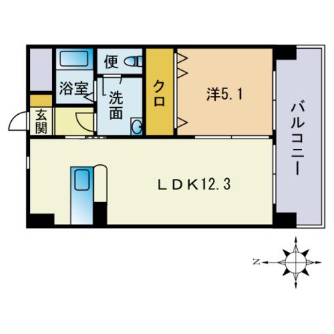 クラジューペール(1LDK/6階)の間取り写真