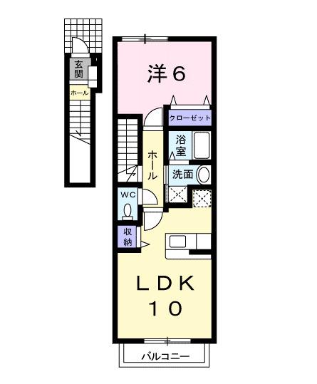 ヴァルムベルクB(1LDK/2階)の間取り写真