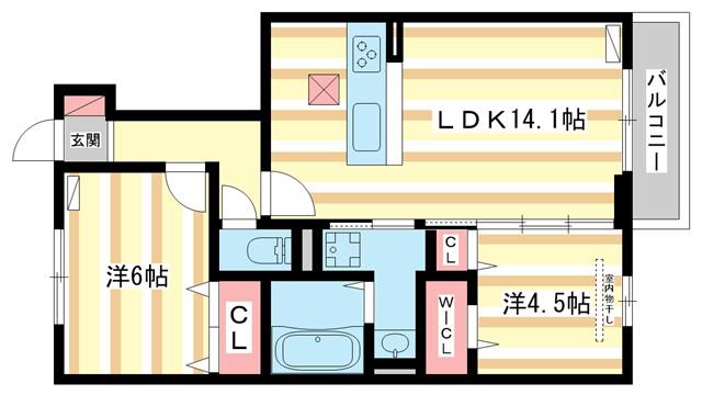 メゾンドピノ(2LDK/1階)の間取り写真