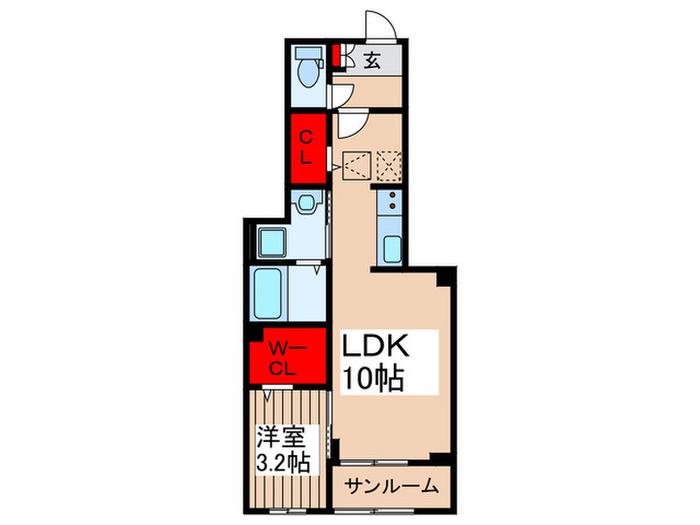 フェリーチェ(1LDK/1階)の間取り写真