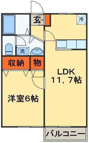 サニーフラット(1LDK/1階)の間取り写真