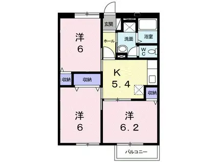 エルディムはるかぜ(3K/2階)の間取り写真