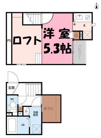 CB春日部プレナ(1K/1階)の間取り写真