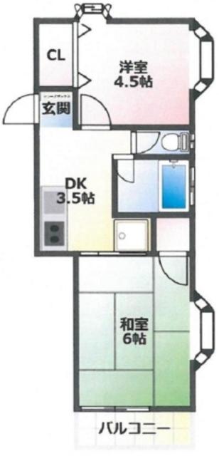 マスハイツ(2DK/2階)の間取り写真