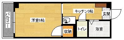 ネオデラサンテ(1K/2階)の間取り写真