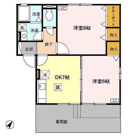 アルクールA・B・C・D(2DK/1階)の間取り写真