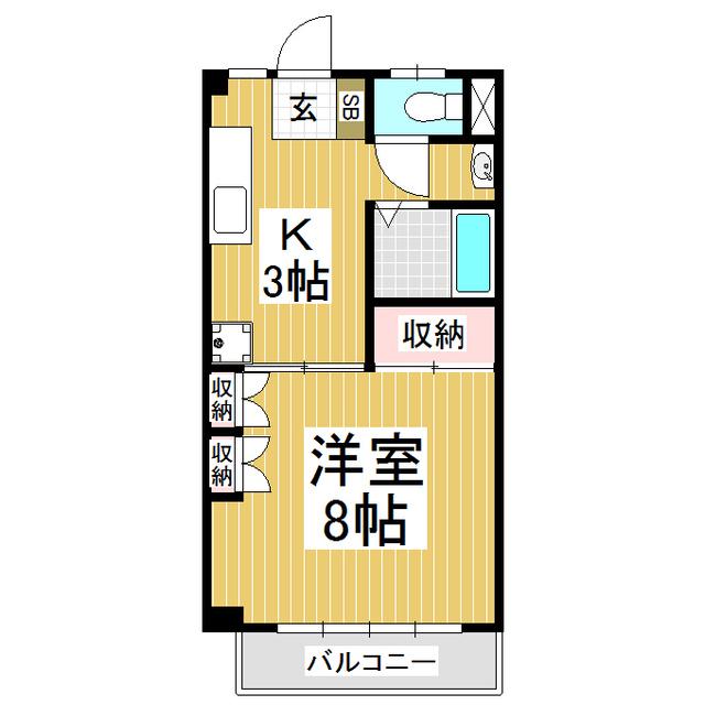 リバーサイドのはら(1K/1階)の間取り写真