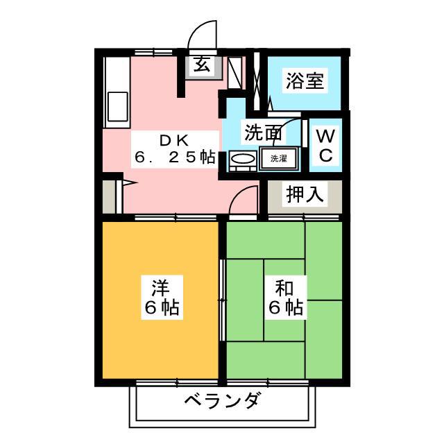 コーポフロンティア(2DK/1階)の間取り写真