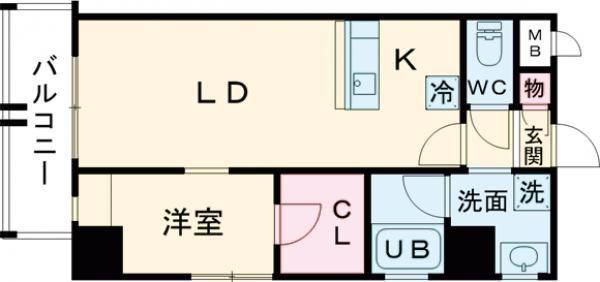 サンドキャッスル佐古一番町(1LDK/4階)の間取り写真