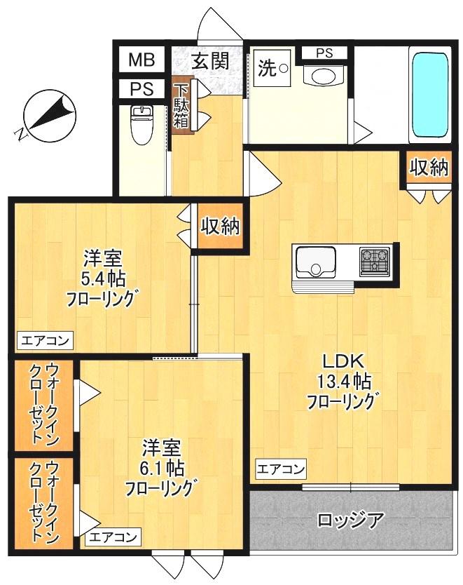 ゲートフロント(2LDK/3階)の間取り写真