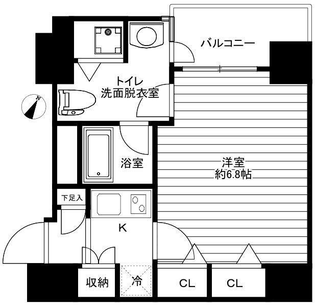 パレステュディオ日本橋東壱番館(1K/8階)の間取り写真