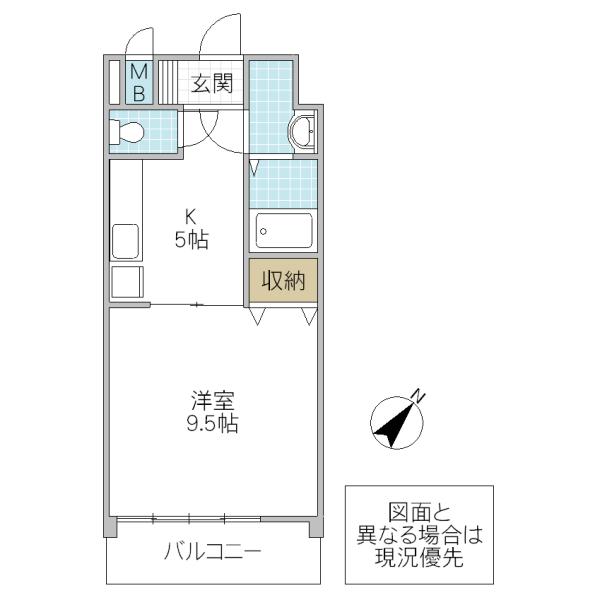 エイブル春日(1K/3階)の間取り写真