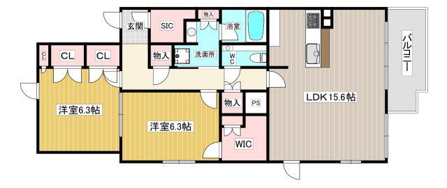 プラウド西宮北口(2LDK/2階)の間取り写真