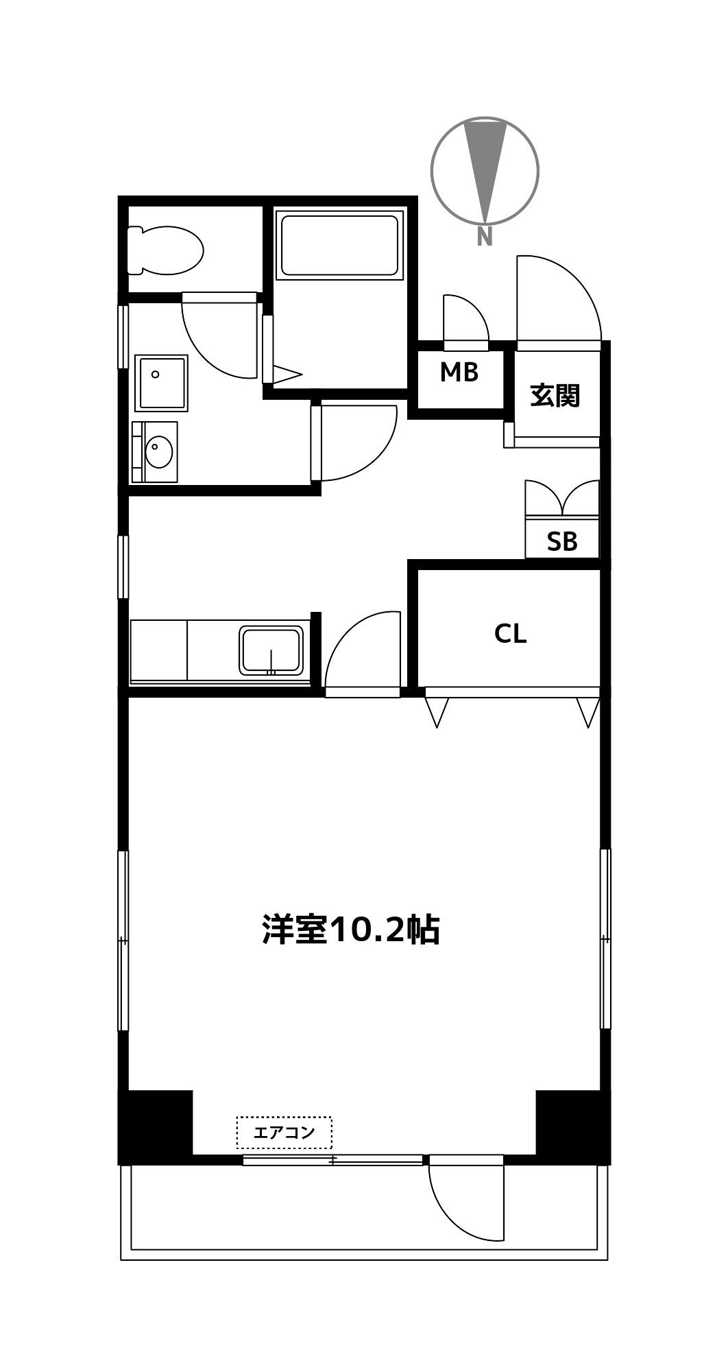 KARIBE BLDG(1K/6階)の間取り写真