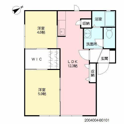 フレグランス三城B(2LDK/1階)の間取り写真