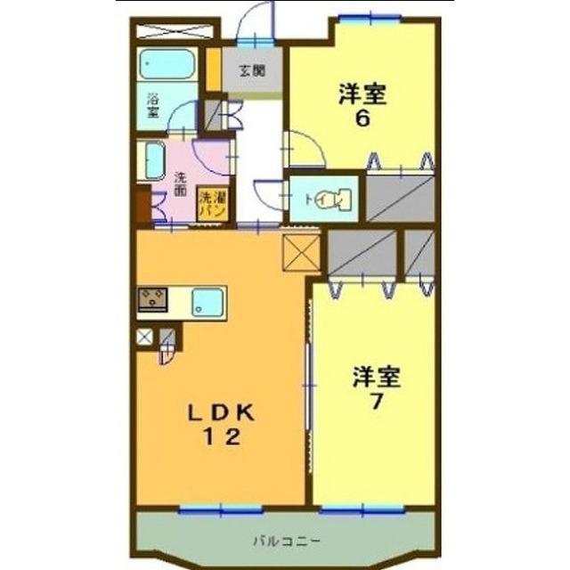 ヴィブレキュートモア(2LDK/2階)の間取り写真