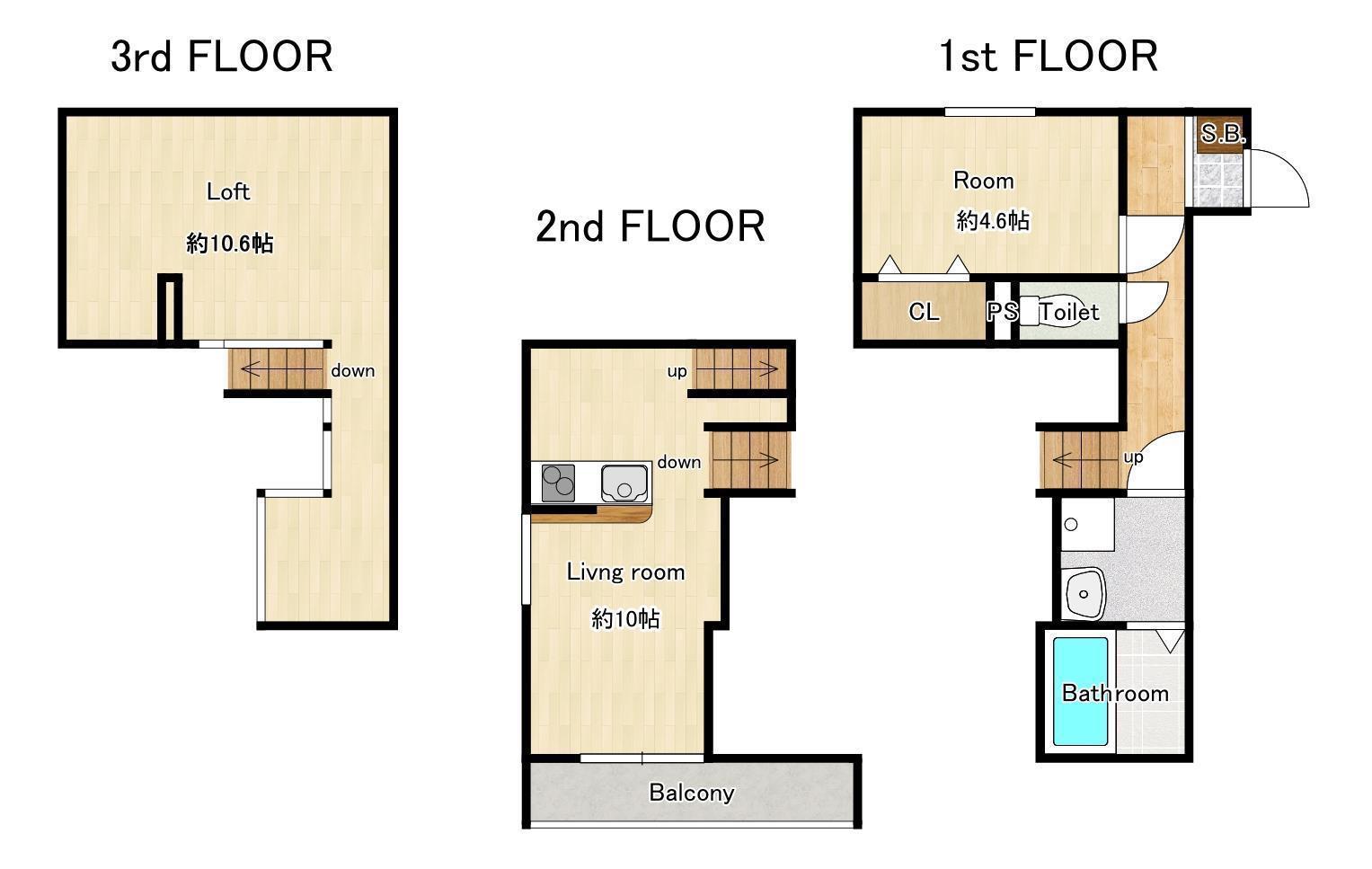 LFB APARTMENT東小串(1LDK/2階)の間取り写真