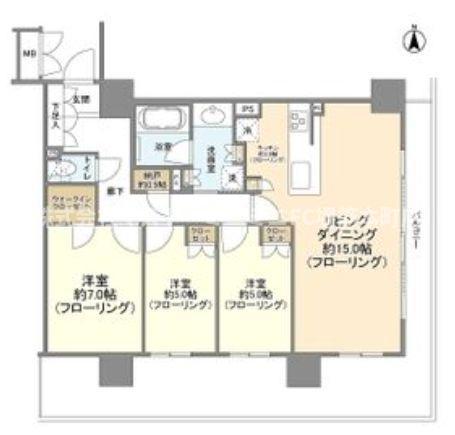 ブランズタワー御堂筋本町(3LDK/21階)の間取り写真