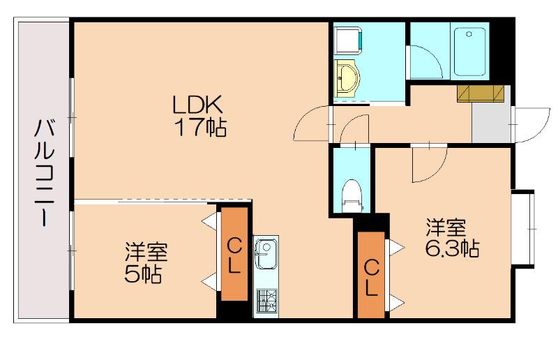 シャンブル クレール Ⅱ(2LDK/1階)の間取り写真