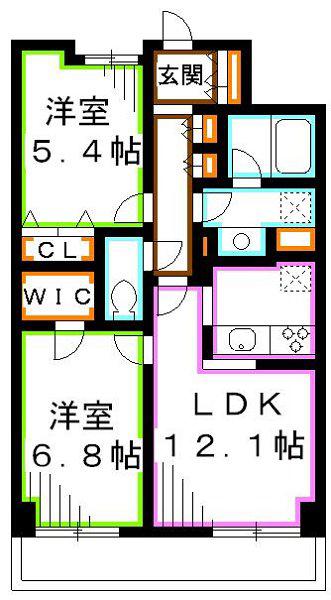 イストワール(2LDK/8階)の間取り写真