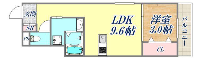 GAZELLENOA尼崎尾浜2(1LDK/2階)の間取り写真
