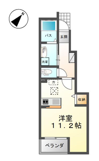 プランドール茶屋町(ワンルーム/1階)の間取り写真