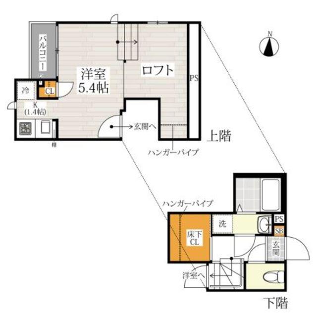 CB南熊本ライト(1K/2階)の間取り写真