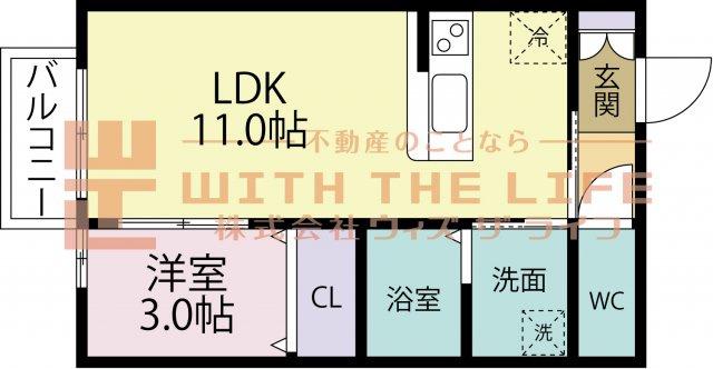 ロイヤルレセンテB(1LDK/2階)の間取り写真