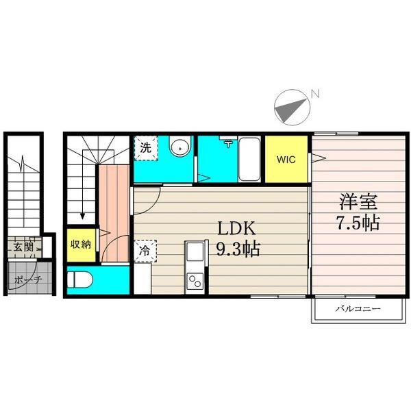 CASA ROSSO(1LDK/2階)の間取り写真